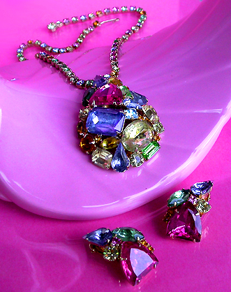 a beautiful vintage costume jewelry parure