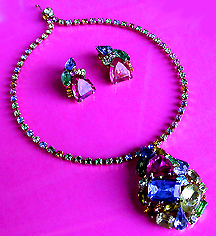 a beautiful Juliana vintage costume jewelry necklace, bracelet and earrings