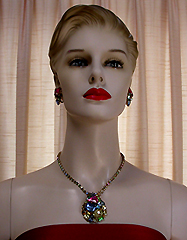 a beautiful Juliana vintage costume jewelry necklace, bracelet and earrings