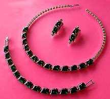 a beautiful Juliana vintage costume jewelry necklace, bracelet and earrings