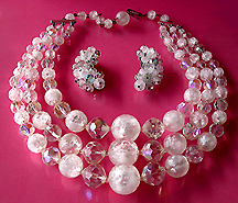 a beautiful Juliana vintage costume jewelry necklace, bracelet and earrings