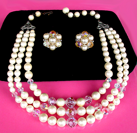 a beautiful vintage costume jewelry parure