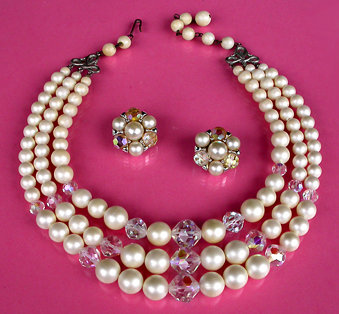 a beautiful vintage costume jewelry parure