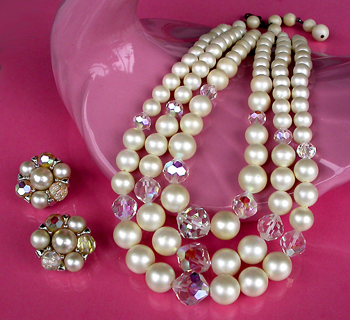 a beautiful vintage costume jewelry parure