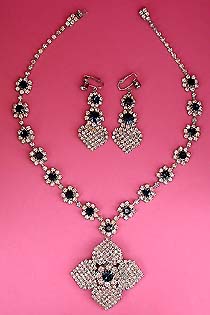 a beautiful Juliana vintage costume jewelry necklace, bracelet and earrings