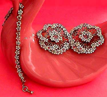 a beautiful vintage costume jewelry parure