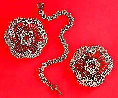 a beautiful Juliana vintage costume jewelry necklace, bracelet and earrings