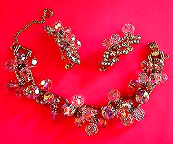 a beautiful Juliana vintage costume jewelry necklace, bracelet and earrings