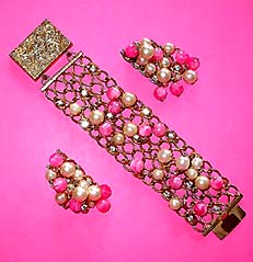 a beautiful Hobe vintage costume jewelry necklace, bracelet and earrings