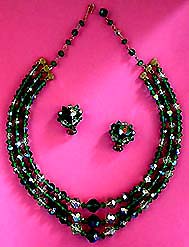 a beautiful Art vintage costume jewelry necklace, bracelet and earrings