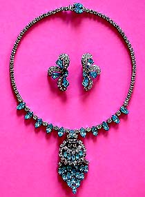 a beautiful Juliana vintage costume jewelry necklace, bracelet and earrings