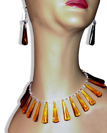 a beautiful vintage costume jewelry crystal necklace and earrings