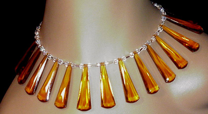a beautiful vintage costume jewelry crystal necklace and earrings