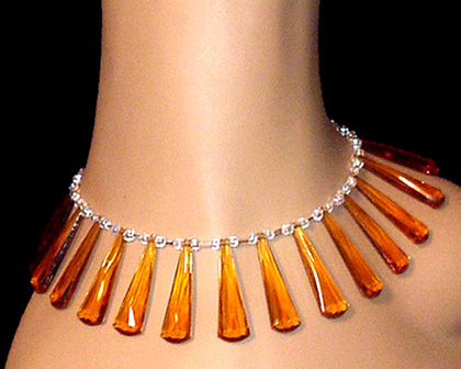 a beautiful vintage costume jewelry crystal necklace and earrings