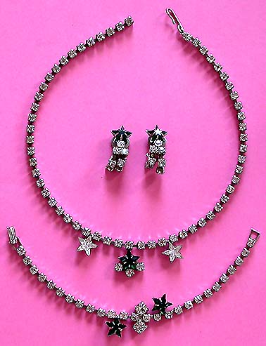 a beautiful vintage costume jewelry crystal necklace and earrings