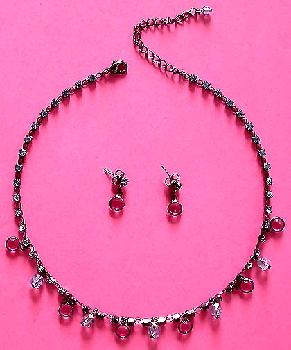 a beautiful vintage costume jewelry crystal necklace and earrings