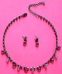 a beautiful Juliana vintage costume jewelry necklace, bracelet and earrings