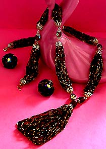 a beautiful Hobe vintage costume jewelry necklace, bracelet and earrings