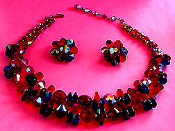 a beautiful Juliana vintage costume jewelry necklace, bracelet and earrings