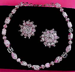 a beautiful Juliana vintage costume jewelry necklace, bracelet and earrings